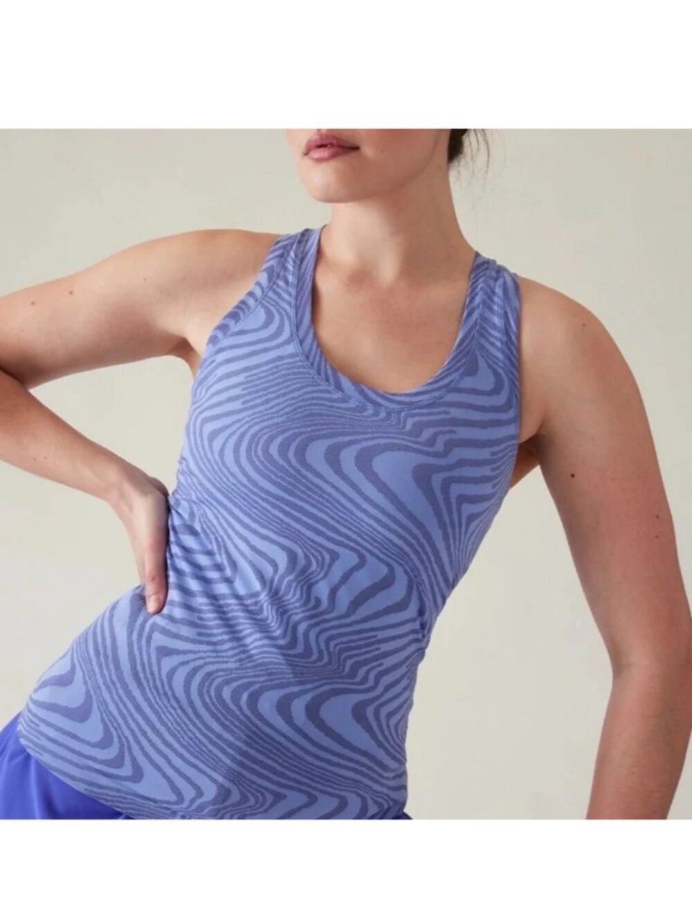 Athleta Momentum Wave Print Tank Blue Periwinkle Large